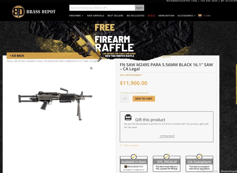 FN SAW M249S PARA 5.56MM BLACK  SAW – CA Legal-img-1