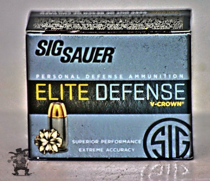 9mm Sig Sauer ELITE DEFENSE V-Crown JHP Personal Defense 9 MM 124 GR 20RDS -img-0