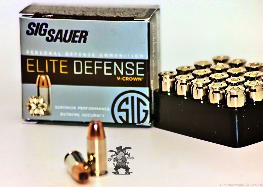 9mm Sig Sauer ELITE DEFENSE V-Crown JHP Personal Defense 9 MM 124 GR 20RDS -img-2