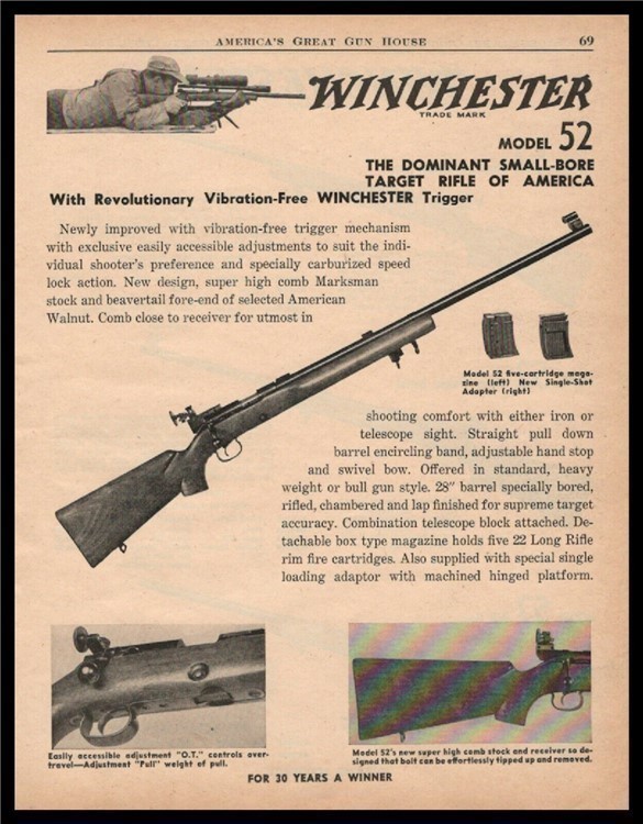 1955 WINCHESTER Model 52 Target Rifle PRINT AD-img-0