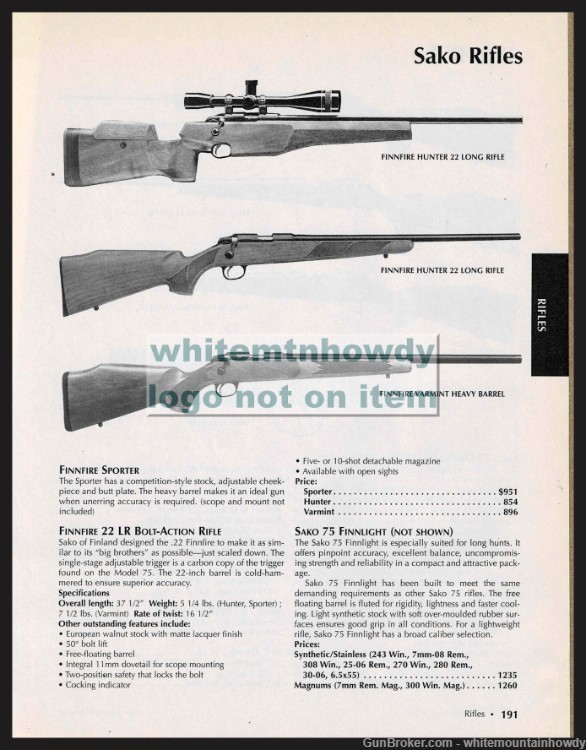 2003 SAKO Finnfire Hunter & Varmint Rifle Original PRINT AD-img-0