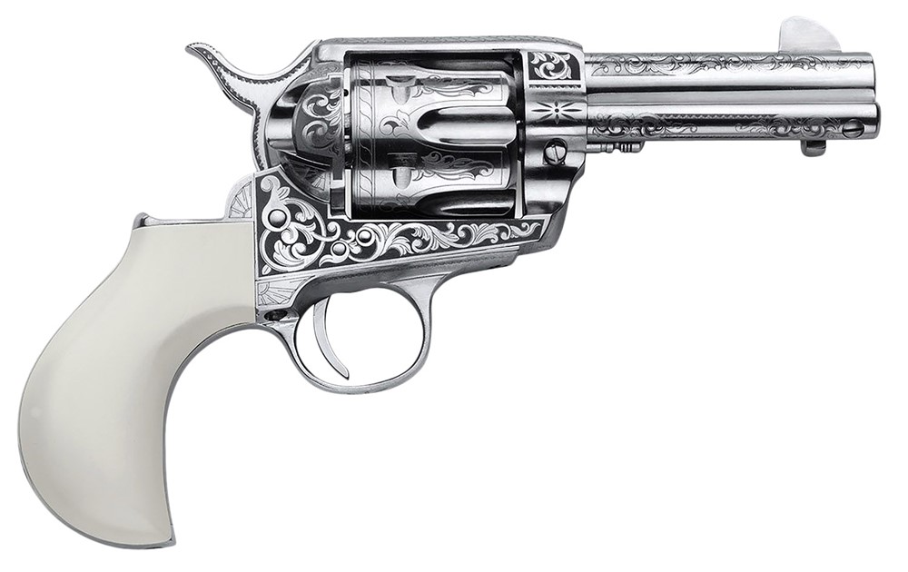Cimarron Huckleberry 45 Colt (LC) 6 Shot, 3.50 Nickel Engraved Barrel-img-0