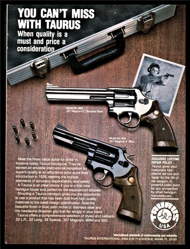 1988 TAURUS Model 669 Revolver PRINT AD-img-0
