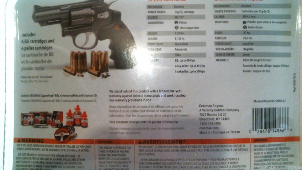NIP Crosman SNR357 Full Metal Dual Ammo Air Revolver (No BB Cartridges)-img-2