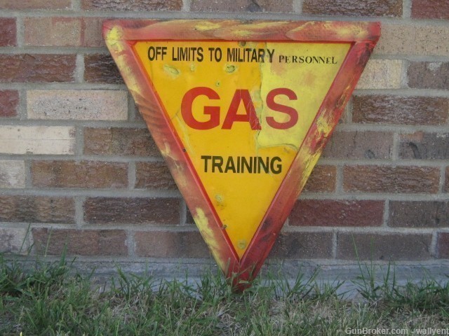 Old Shot Up Destroyed Saved Repaired Military Gas Sign Wood Framed-img-0
