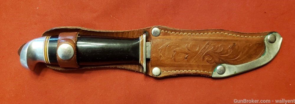 Made in Finland Mini Bowie Knife Leather Case vintage rare 7 1/4"long -img-2