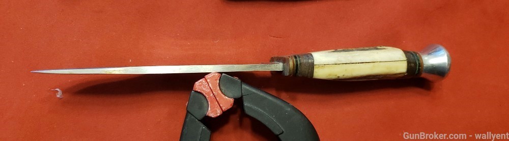 P.Holmberg Eskilstuna Sweden Knife Stag Grips Leather Case Rostfri Straight-img-9