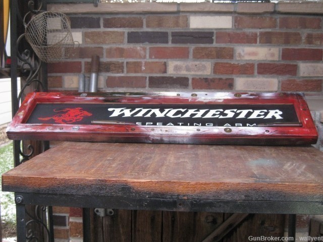 WINCHESTER Repeating Arms Sign Board Metal Wood Framed Custom -1 of a Kind-img-7