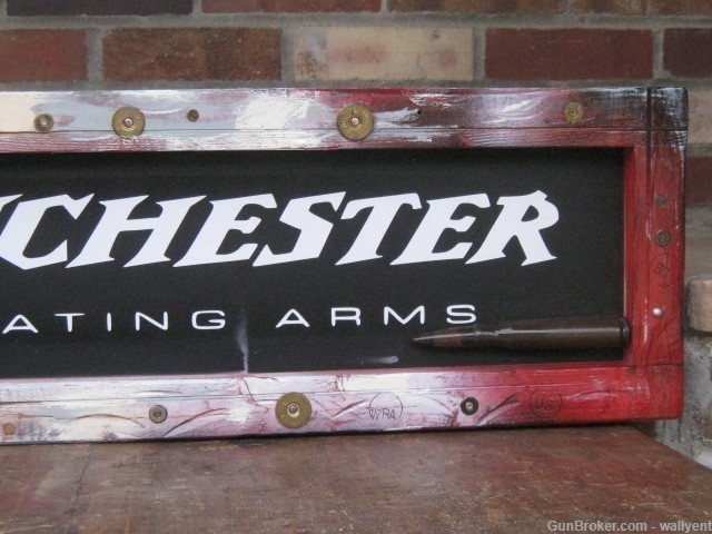 WINCHESTER Repeating Arms Sign Board Metal Wood Framed Custom -1 of a Kind-img-2