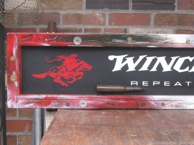 WINCHESTER Repeating Arms Sign Board Metal Wood Framed Custom -1 of a Kind-img-1