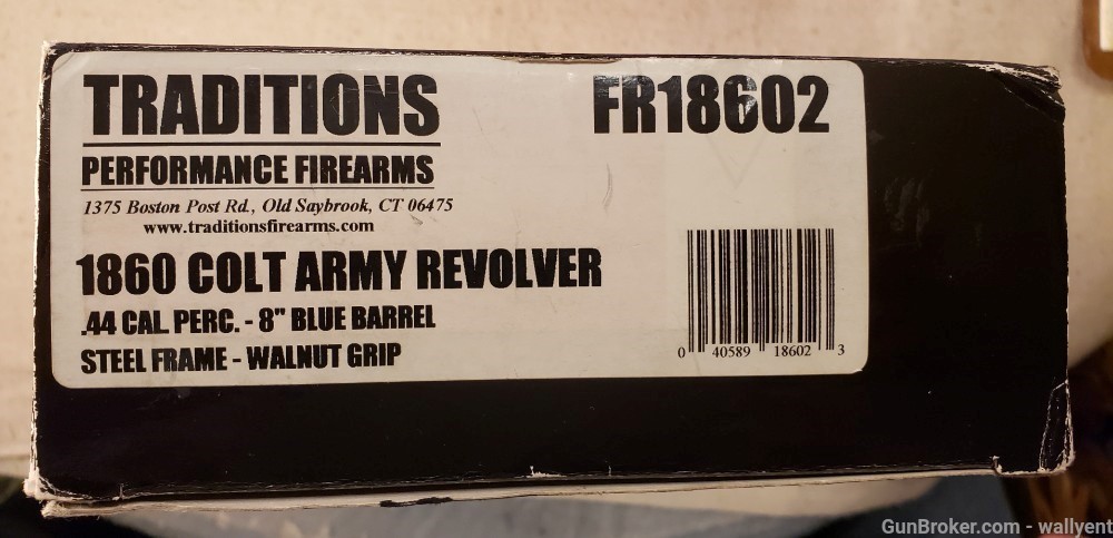 Traditions FR18602 Factory Box 1860 Colt Army Revolver Manual Papers Sleeve-img-2