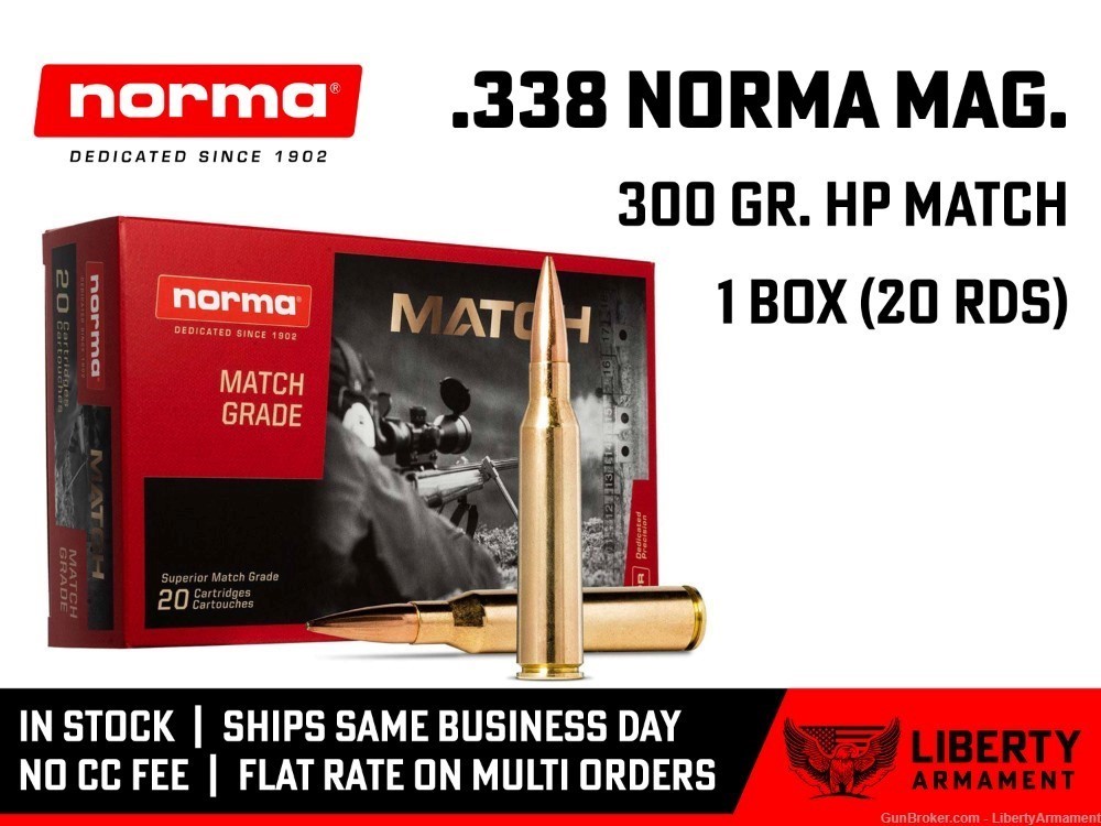 338 Norma Mag Ammo 300 gr Norma Golden Target Match Ammunition-img-0