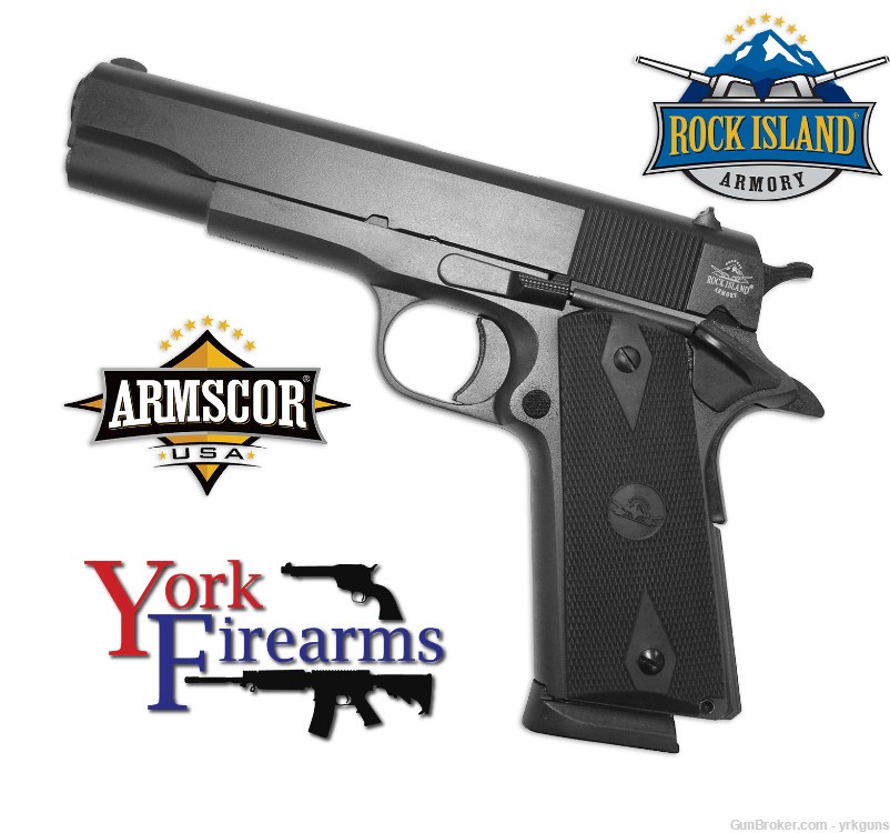Rock Island 1911 GI Entry 45ACP 5" Black 8RD Handgun NEW 56632-img-0