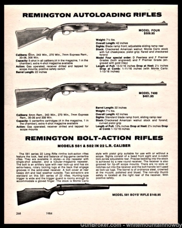 1984 REMINGTON Model 4 7400 581/582 Rifle PRINT AD-img-0
