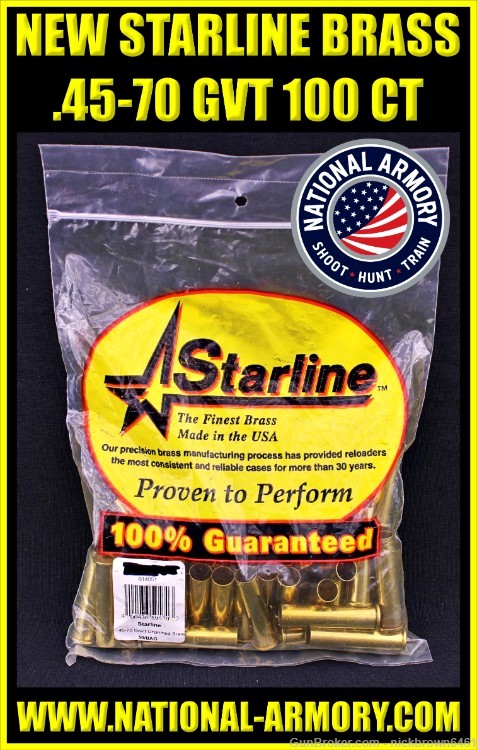 NEW STARLINE BRASS .45-70 GOVERNMENT #4570 LARGE PRIMER 100 COUNT-img-0