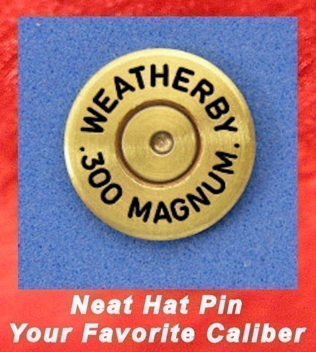 Weatherby 300 Magnum Brass Hat Pin Tie Tack Ammo Bullet-img-0