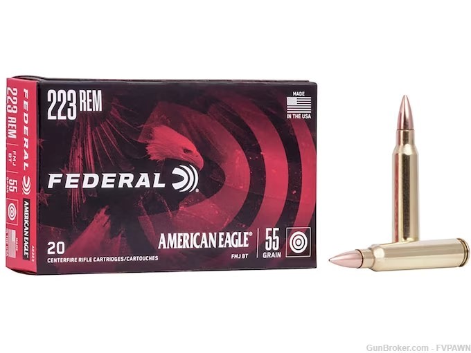 5 Boxes 100 Rd Federal American Eagle Ammunition 223 Remington 55 Grain FMJ-img-0