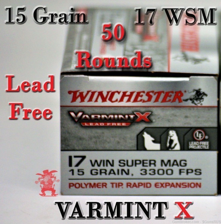 WINCHESTER WSM 17 Win Super Mag  Varmint-X Super Fast 3300 fps 15 Grain 50-img-2