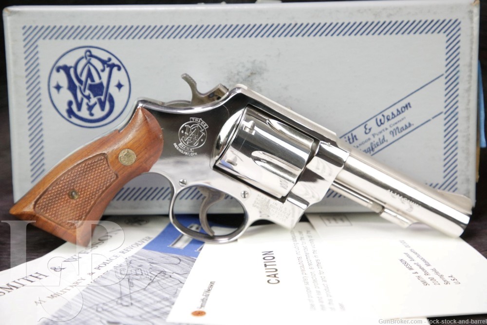 Smith & Wesson S&W Model 58 .41 Magnum M&P 4" Nickel Revolver & Box-img-0