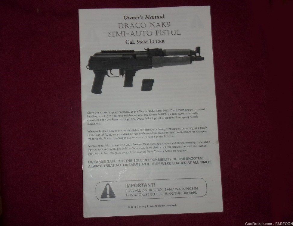 DRACO NAK9 9MM SEMI AUTO QWNERS MANUAL (16 PAGES)-img-0