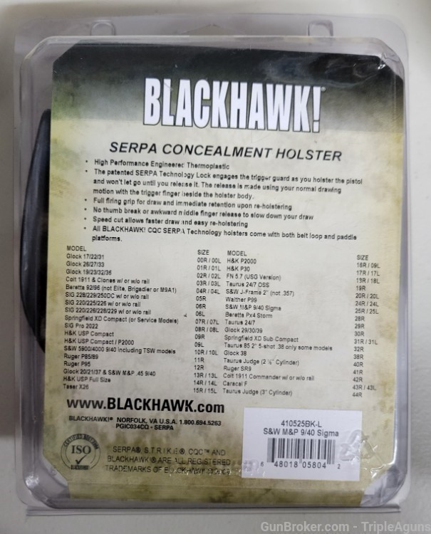 Blackhawk Serpa Smith & Wesson M&P 9/40 left hand 410525BK-L-img-1
