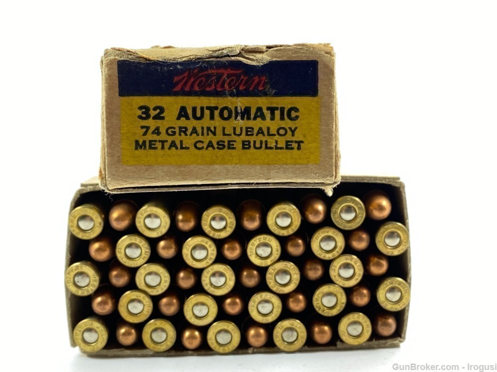 Western .32 Automatic ACP 74 Gr Lubaloy Metal Case Bullet FULL Vintage Box-img-5