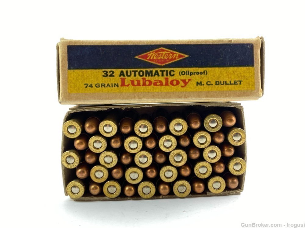 Western .32 Automatic ACP 74 Gr Lubaloy Metal Case Bullet FULL Vintage Box-img-4