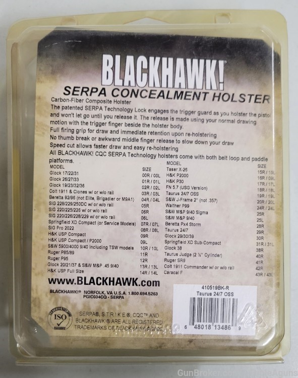 Blackhawk Serpa Taurus 24/7 OSS right hand 410519BK-R-img-1