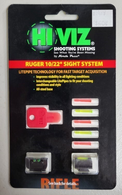 Hiviz Ruger 10/22 sight sytem litepipe fast target aquistion RG1001-img-0
