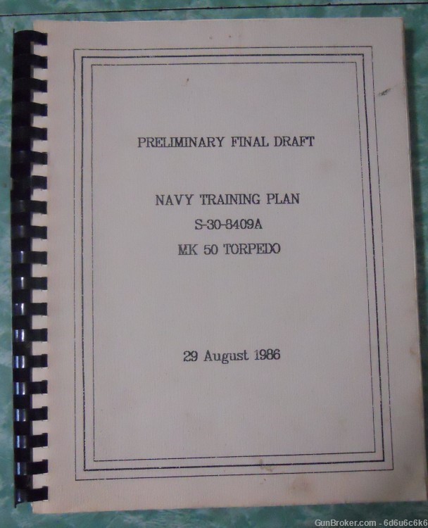 MK 50 TORPEDO - Navy Training Plan - 1986/1987-img-0