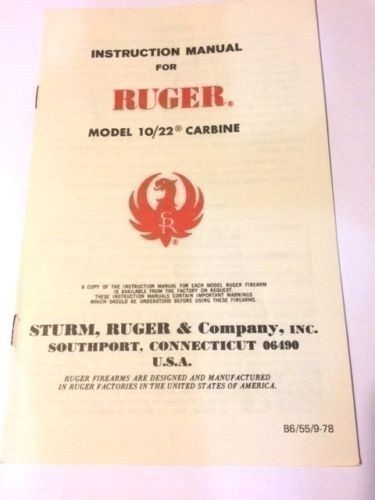 1978 Ruger Model 10/22 CARBINE Owners Manual-img-0