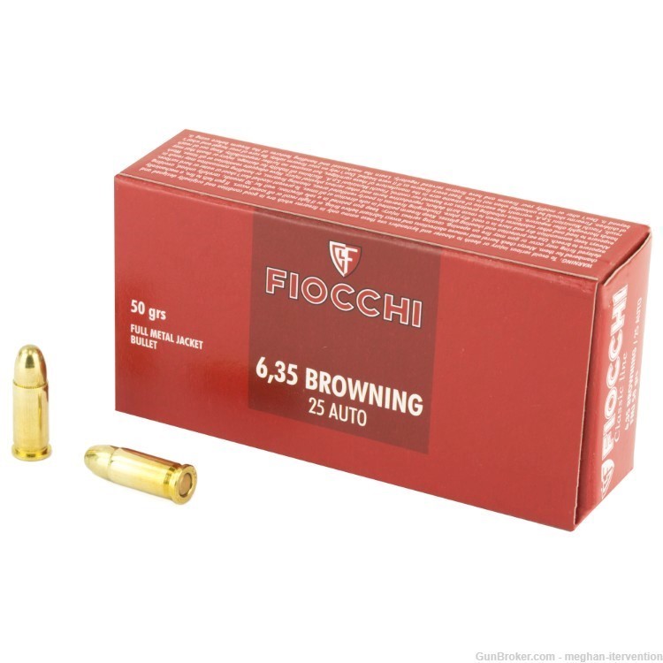 Fiocchi 25 ACP 50gr Fmj - 50 Rounds -img-0