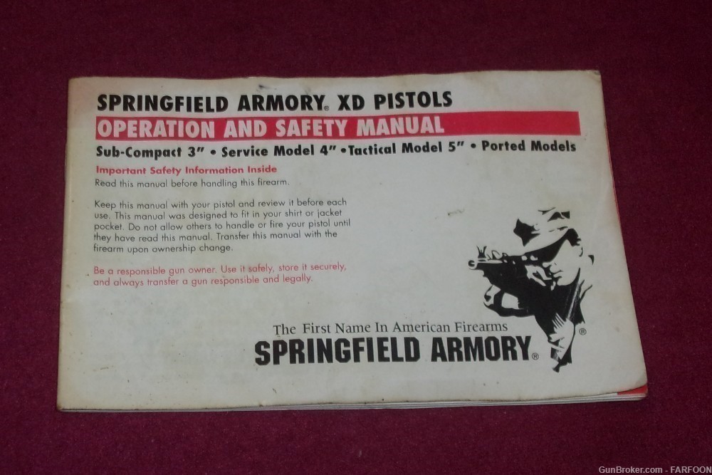 SPRINGFIELD XD PISTOLS OPERATION & SAFETY MANUAL (37 PAGES)-img-0