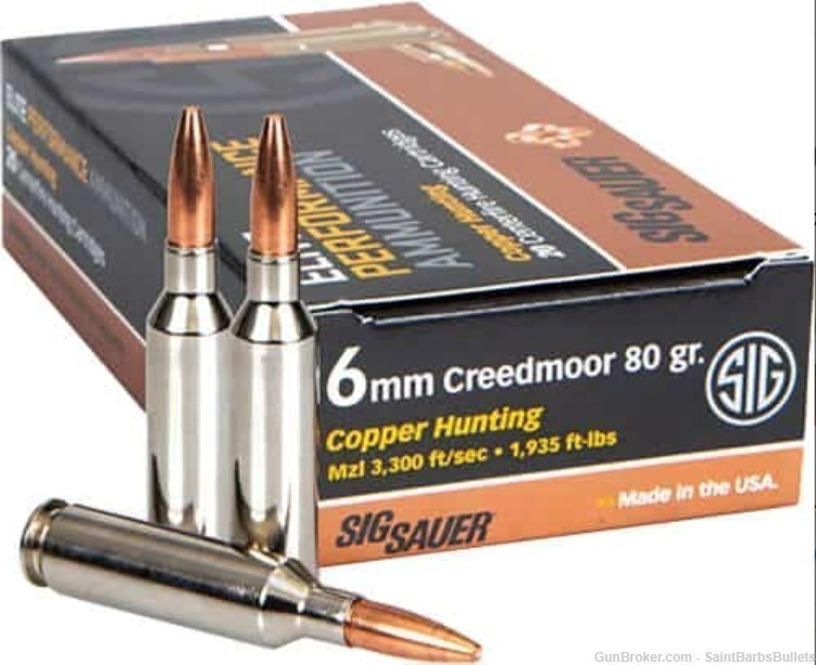Sig Sauer 6mm Creedmoor with 80rg Elite Copper Hunting Bullets - 20 Rounds-img-0
