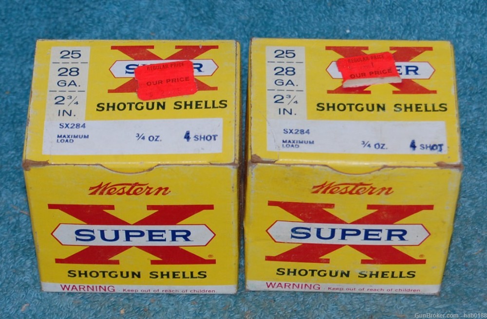  2 Full Vintage Boxes of Western Super-X Short Shot String 28 Gauge Shotgun-img-0