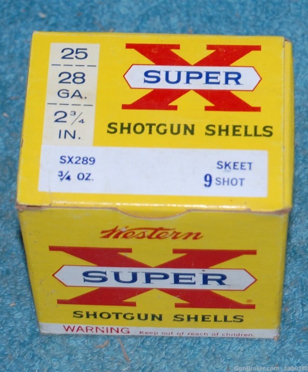 Vintage Full Box Western Super-X Short Shot String 28 Gauge Shotgun Skeet-img-1
