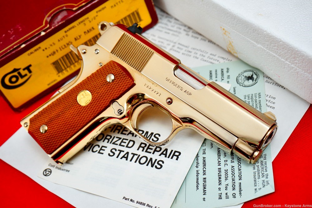 Beautiful Custom Gold Plated Colt Officer's ACP MK IV .45 w/ Original Box!-img-6