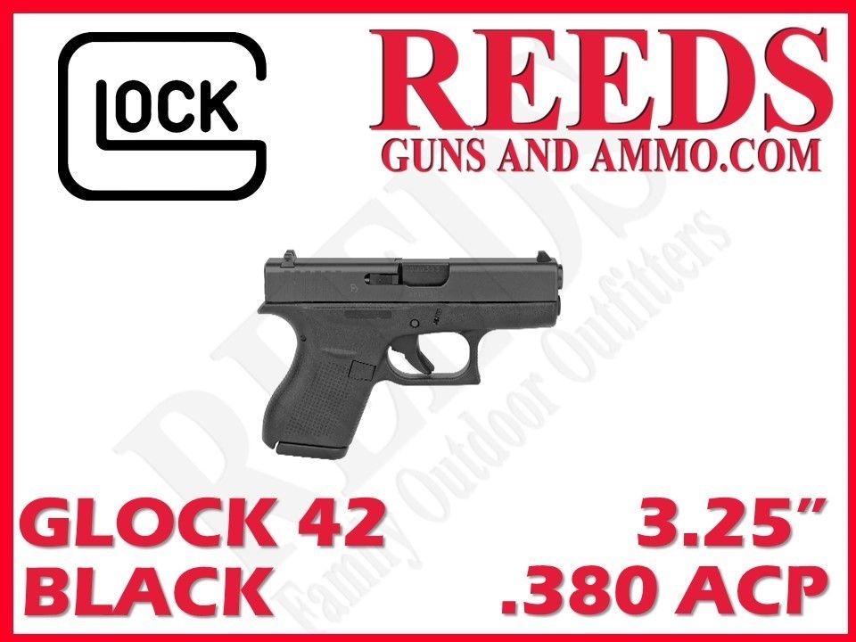 Glock 42 Black 380 ACP 3.25in 2-6Rd Mags UI4250201-img-0