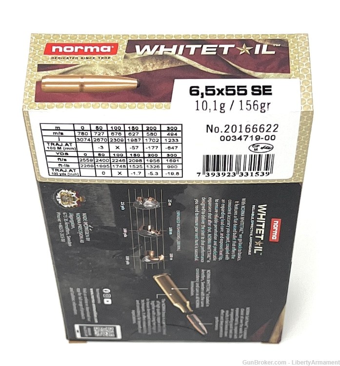 6.5x55 SE Ammo 156 gr Norma Whitetail Hunting Ammunition-img-1