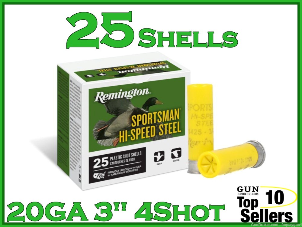 Remington Sportsman Hi-Speed Steel 3" 20 GA #4 Shot 20881 25CT-img-0
