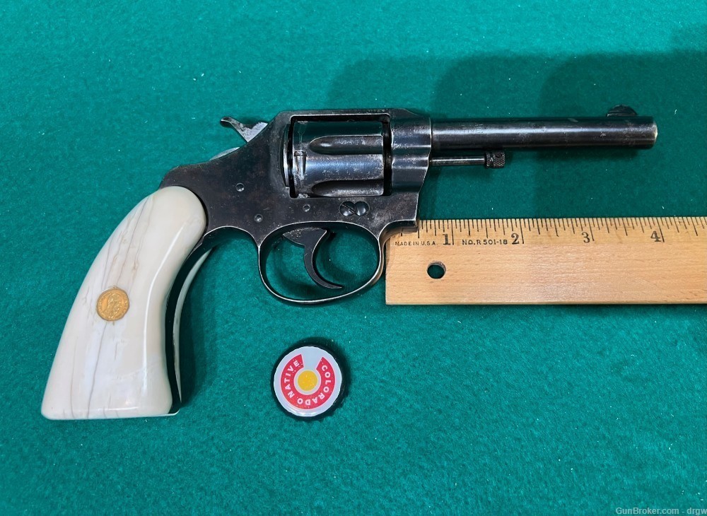 Pair of COLT Pistols in .32 w/ REAL Ivory grips and Mexican Gold coins -img-4