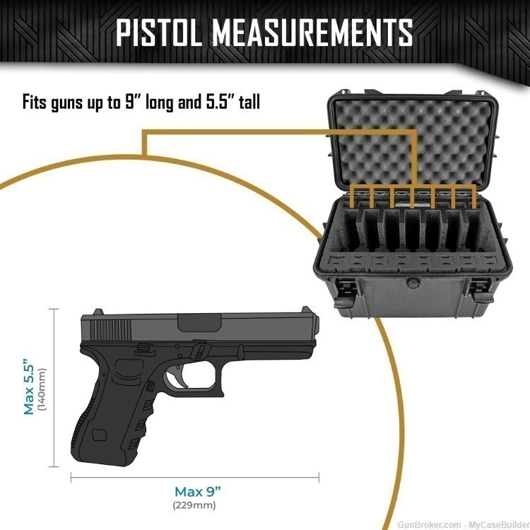 7 Pistol 14 Magazine DORO Heavy Duty Case w/ Black TopGuard Foam-img-8