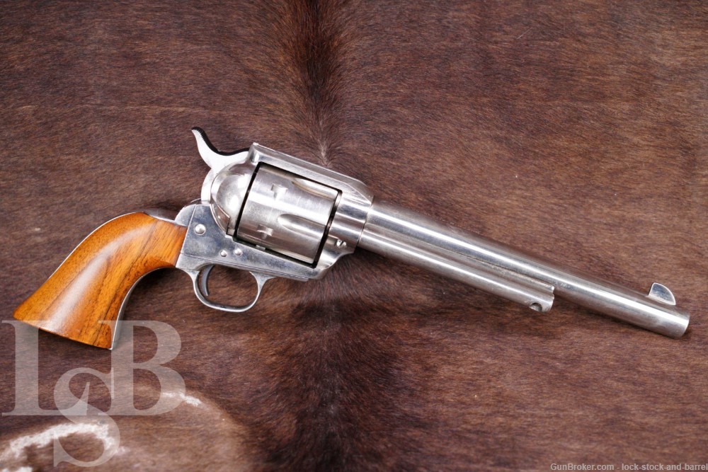 Uberti Iver Johnson Cattleman Nickel .45 Colt 7.5” Single Action Revolver-img-0