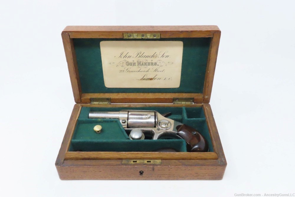 CASED Antique BRITISH Proofed COLT NEW LINE .38 Cal. ETCHED PANEL Revolver -img-1