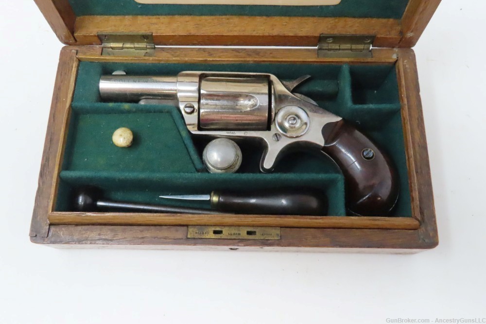 CASED Antique BRITISH Proofed COLT NEW LINE .38 Cal. ETCHED PANEL Revolver -img-2