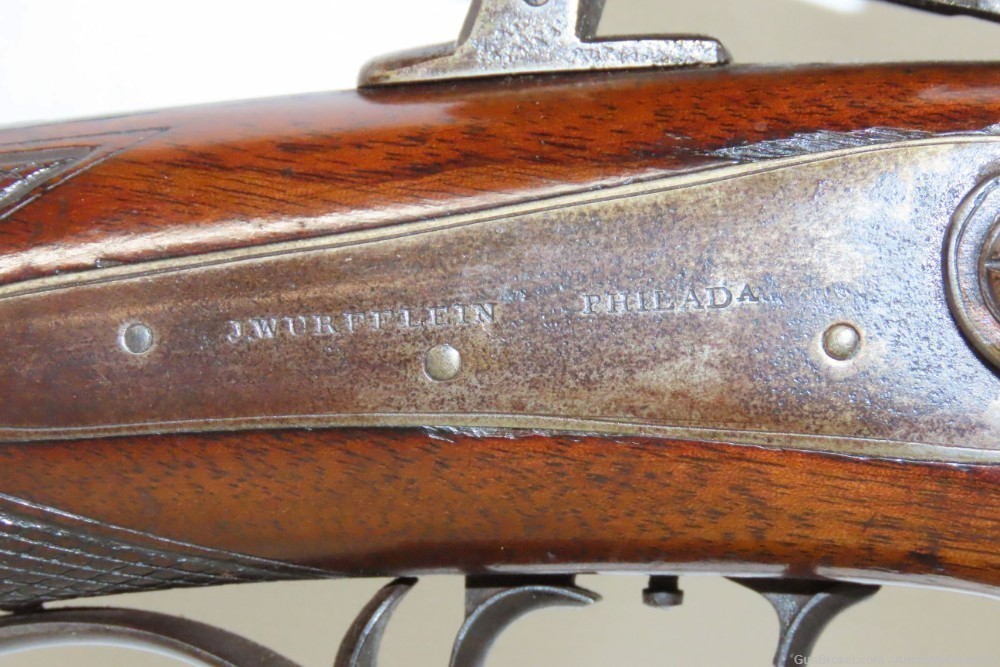 Antique JOHN WURFFLEIN .415 Caliber Percussion TARGET Rifle Schuetzen Phila-img-5