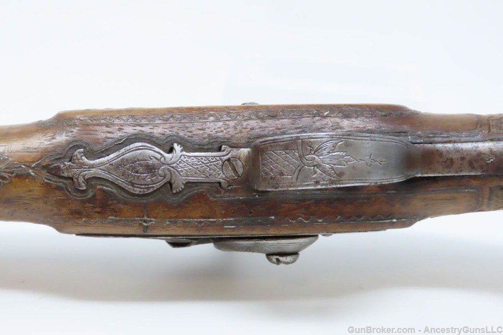 ENGRAVED and SILVER INLAID Antique RUSSIAN Percussion .54 Cal. BELT Pistol-img-9