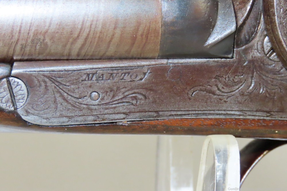 Antique CASED & Engraved MANTON Percussion DOUBLE BARREL SxS HAMMER Shotgun-img-6