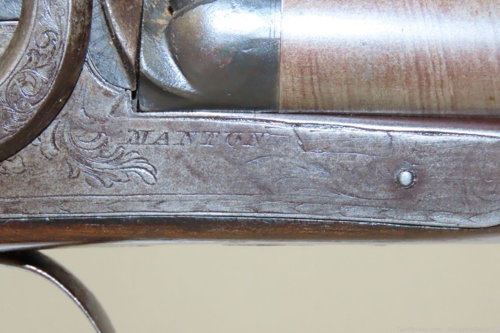 Antique CASED & Engraved MANTON Percussion DOUBLE BARREL SxS HAMMER Shotgun-img-14
