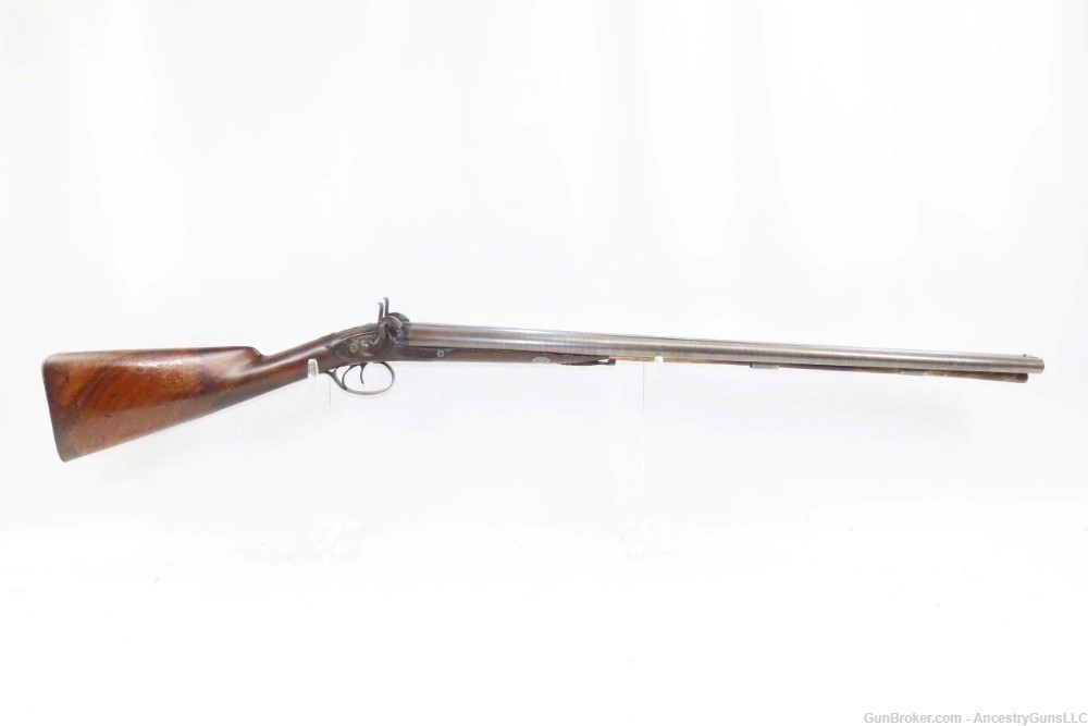 Antique CASED & Engraved MANTON Percussion DOUBLE BARREL SxS HAMMER Shotgun-img-15